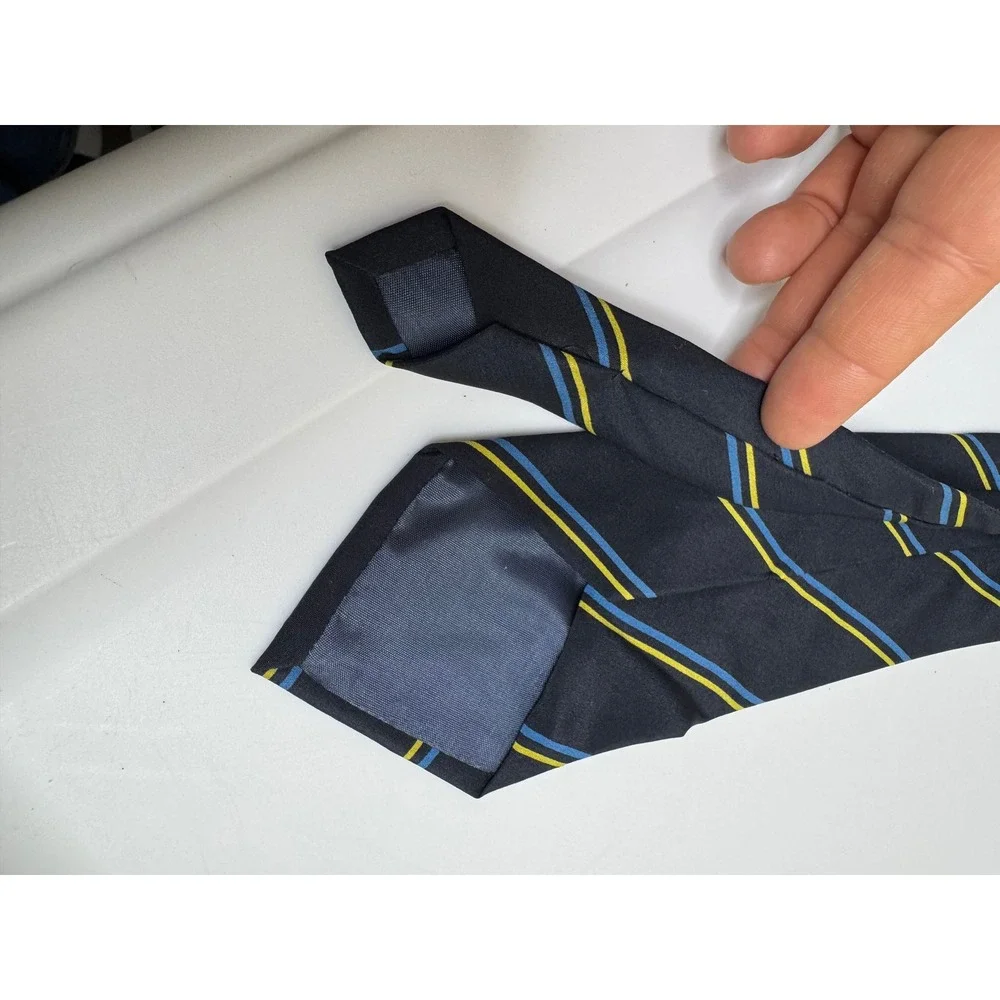 Vintage Zippo Navy Blue‎ Striped Silk Neck Tie Mens Made in Italy